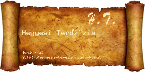 Hegyesi Terézia névjegykártya